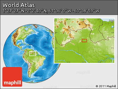 Physical Location Map of the Area around 1° 45' 3" N, 61° 7' 30" W