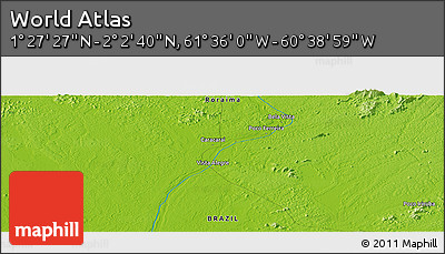Physical Panoramic Map of the Area around 1° 45' 3" N, 61° 7' 30" W
