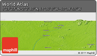 Physical Panoramic Map of the Area around 1° 45' 3" N, 61° 7' 30" W