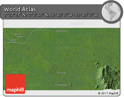 Satellite 3D Map of the Area around 1° 45' 3" N, 66° 13' 29" W