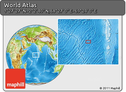 Physical Location Map of the Area around 1° 45' 3" N, 68° 55' 30" E