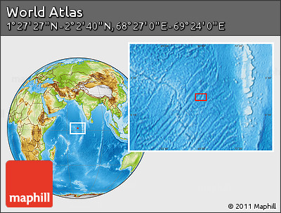 Physical Location Map of the Area around 1° 45' 3" N, 68° 55' 30" E
