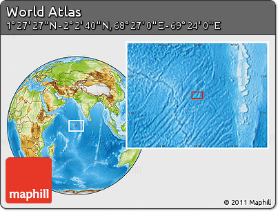 Physical Location Map of the Area around 1° 45' 3" N, 68° 55' 30" E
