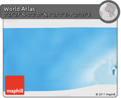 Physical 3D Map of the Area around 1° 45' 3" N, 6° 52' 30" E