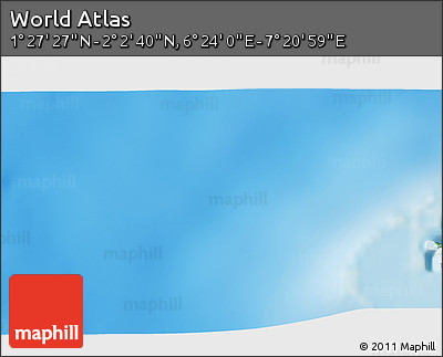 Physical 3D Map of the Area around 1° 45' 3" N, 6° 52' 30" E
