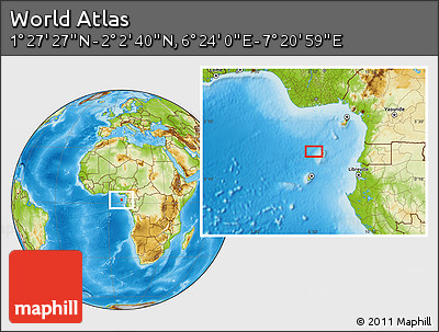 Physical Location Map of the Area around 1° 45' 3" N, 6° 52' 30" E