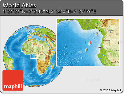 Physical Location Map of the Area around 1° 45' 3" N, 6° 52' 30" E