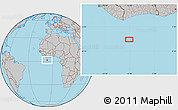 Gray Location Map of the area around 1° 45' 3" N, 6° 43' 29" W