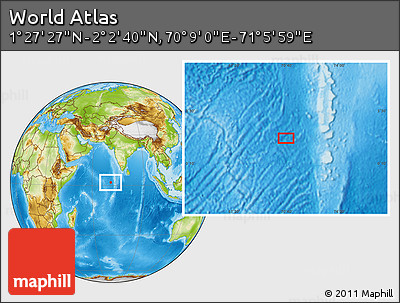 Physical Location Map of the Area around 1° 45' 3" N, 70° 37' 30" E