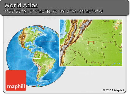 Physical Location Map of the Area around 1° 45' 3" N, 72° 10' 30" W