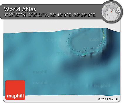 Satellite 3D Map of the Area around 1° 45' 3" N, 73° 10' 30" E