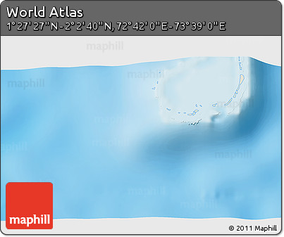 Shaded Relief 3D Map of the Area around 1° 45' 3" N, 73° 10' 30" E