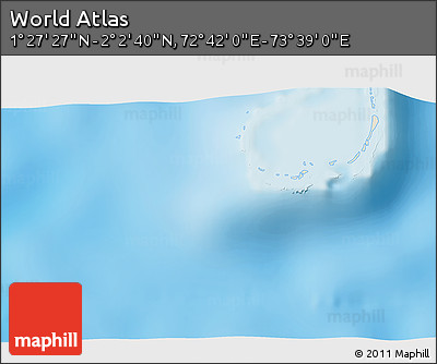 Shaded Relief 3D Map of the Area around 1° 45' 3" N, 73° 10' 30" E