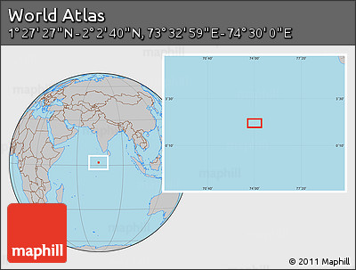 Gray Location Map of the Area around 1° 45' 3" N, 74° 1' 30" E
