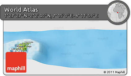 Physical Panoramic Map of the Area around 1° 45' 3" N, 7° 43' 29" E