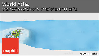 Physical Panoramic Map of the Area around 1° 45' 3" N, 7° 43' 29" E