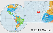 Political Location Map of the area around 1° 45' 3" N, 82° 22' 30" W