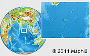 Physical Location Map of the area around 1° 45' 3" N, 83° 22' 30" E