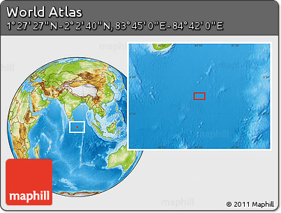 Physical Location Map of the Area around 1° 45' 3" N, 84° 13' 29" E