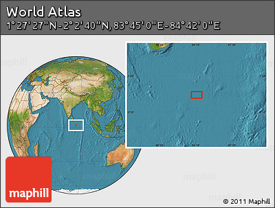 Satellite Location Map of the Area around 1° 45' 3" N, 84° 13' 29" E