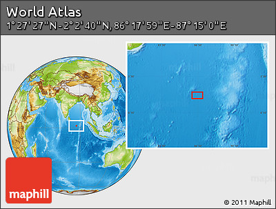 Physical Location Map of the Area around 1° 45' 3" N, 86° 46' 30" E