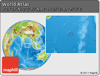 Physical Location Map of the Area around 1° 45' 3" N, 86° 46' 30" E