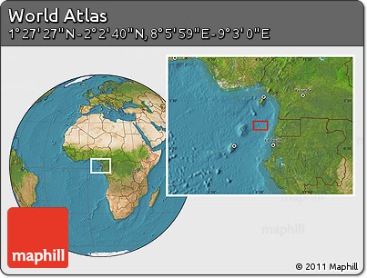 Satellite Location Map of the Area around 1° 45' 3" N, 8° 34' 29" E