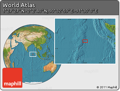 Satellite Location Map of the Area around 1° 45' 3" N, 91° 1' 30" E