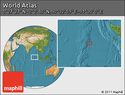 Satellite Location Map of the Area around 1° 45' 3" N, 91° 1' 30" E