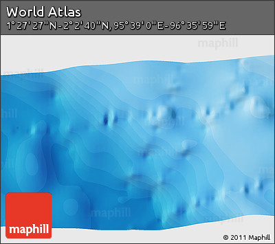 Political 3D Map of the Area around 1° 45' 3" N, 96° 7' 30" E