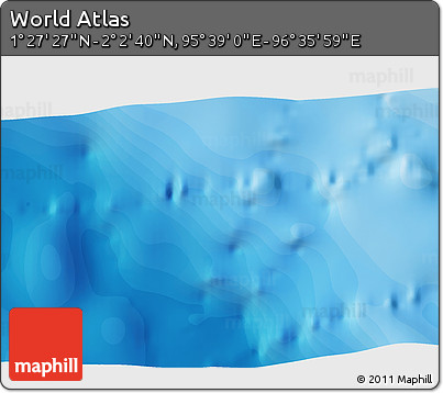 Political 3D Map of the Area around 1° 45' 3" N, 96° 7' 30" E