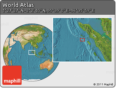 Satellite Location Map of the Area around 1° 45' 3" N, 96° 7' 30" E