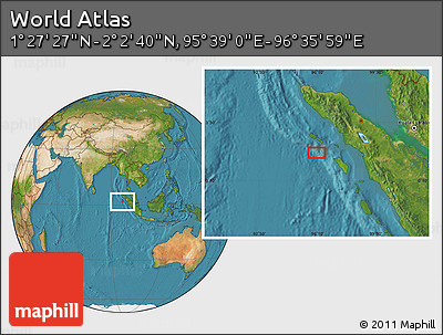 Satellite Location Map of the Area around 1° 45' 3" N, 96° 7' 30" E