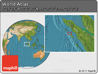 Satellite Location Map of the Area around 1° 45' 3" N, 96° 58' 29" E
