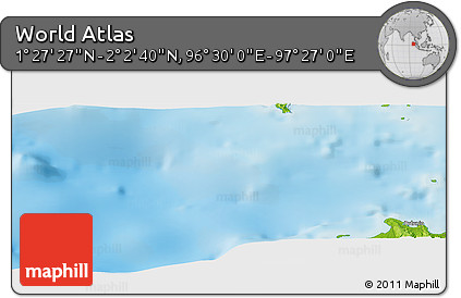 Physical Panoramic Map of the Area around 1° 45' 3" N, 96° 58' 29" E