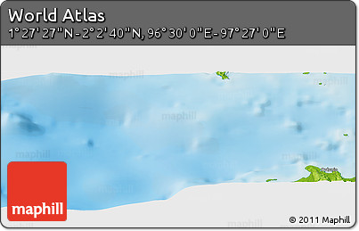 Physical Panoramic Map of the Area around 1° 45' 3" N, 96° 58' 29" E