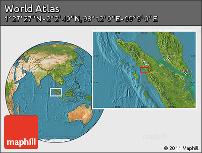 Satellite Location Map of the Area around 1° 45' 3" N, 98° 40' 30" E