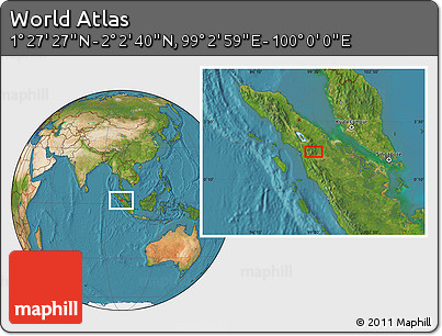 Satellite Location Map of the Area around 1° 45' 3" N, 99° 31' 30" E