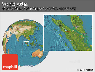 Satellite Location Map of the Area around 1° 45' 3" N, 99° 31' 30" E