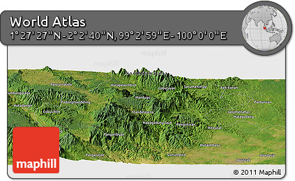 Satellite Panoramic Map of the Area around 1° 45' 3" N, 99° 31' 30" E