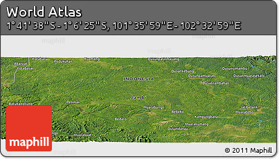 Satellite Panoramic Map of the Area around 1° 24' 2" S, 102° 4' 29" E