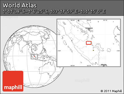 Blank Location Map of the Area around 1° 24' 2" S, 103° 46' 30" E