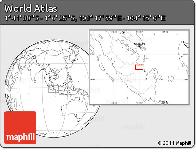 Blank Location Map of the Area around 1° 24' 2" S, 103° 46' 30" E