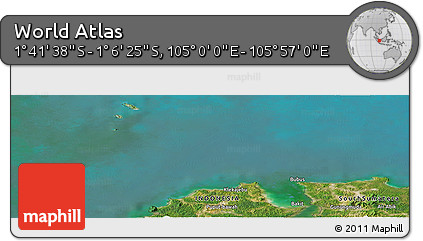 Satellite Panoramic Map of the Area around 1° 24' 2" S, 105° 28' 29" E
