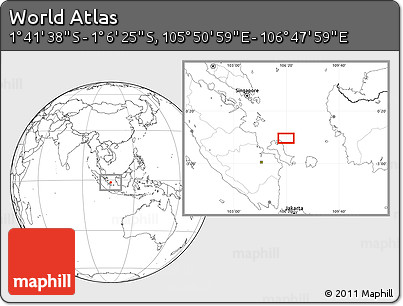 Blank Location Map of the Area around 1° 24' 2" S, 106° 19' 29" E