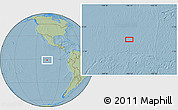 Savanna Style Location Map of the area around 1° 24' 2" S, 106° 10' 30" W, hill shading