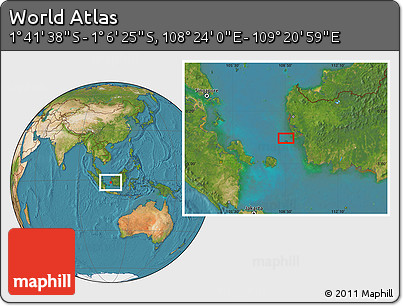 Satellite Location Map of the Area around 1° 24' 2" S, 108° 52' 30" E