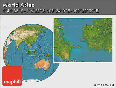 Satellite Location Map of the Area around 1° 24' 2" S, 108° 52' 30" E