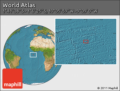 Satellite Location Map of the Area around 1° 24' 2" S, 10° 7' 30" W