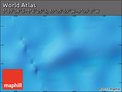 Physical Map of the Area around 1° 24' 2" S, 10° 7' 30" W